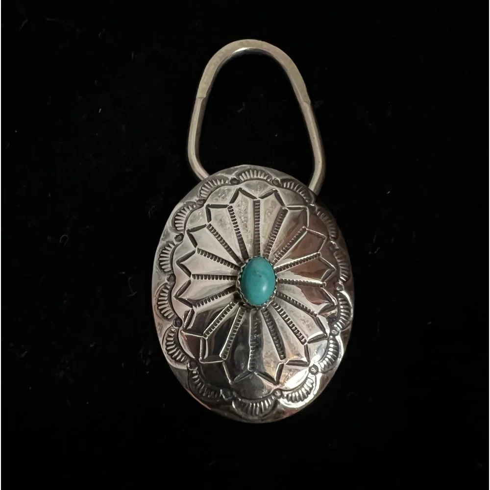 Sterling turquoise key ring - Picture 1 of 3